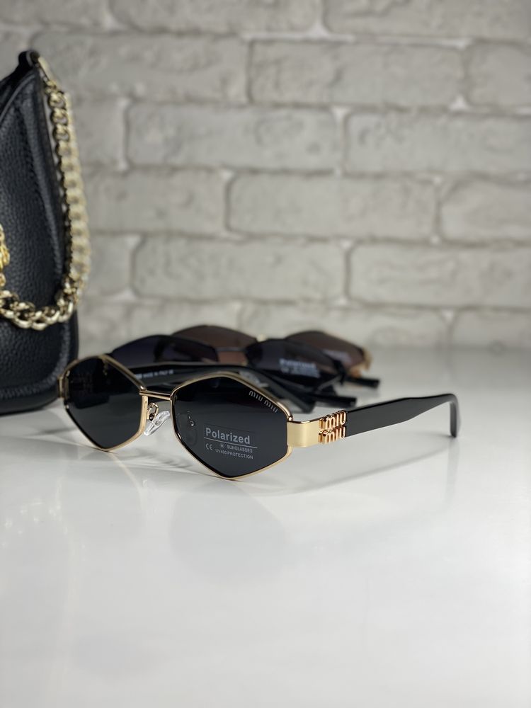 Женские солнцезащитные очки MIU MIU ромбы POLARIZED Черные коричневые