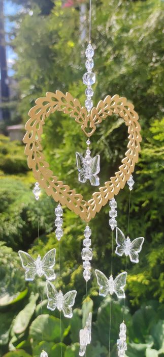 Serce łapacz snów z kryształkami motyle ozdobna zawieszka