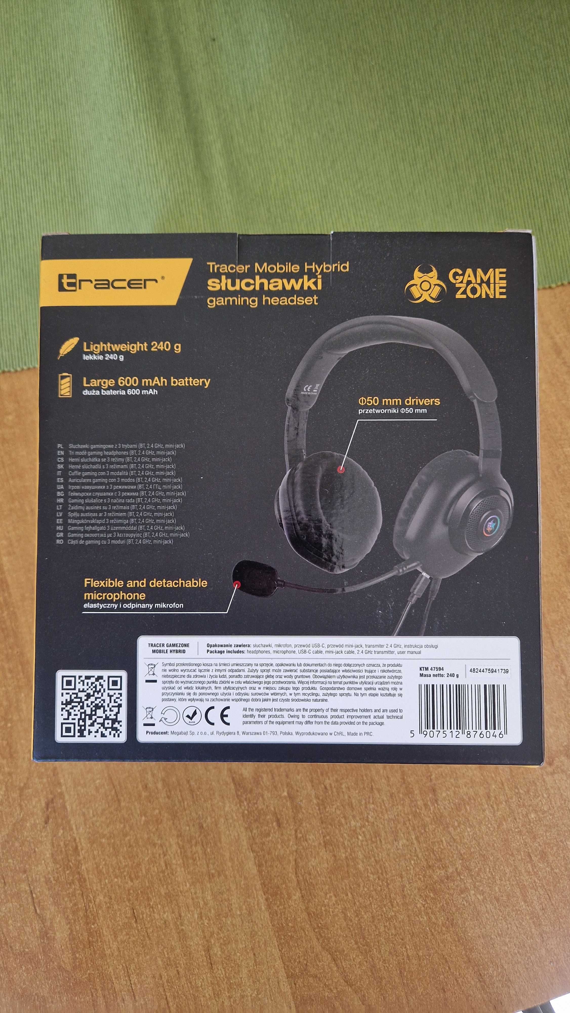 Słuchawki Tracer GameZone Mobile Hybrid BT+2.4G