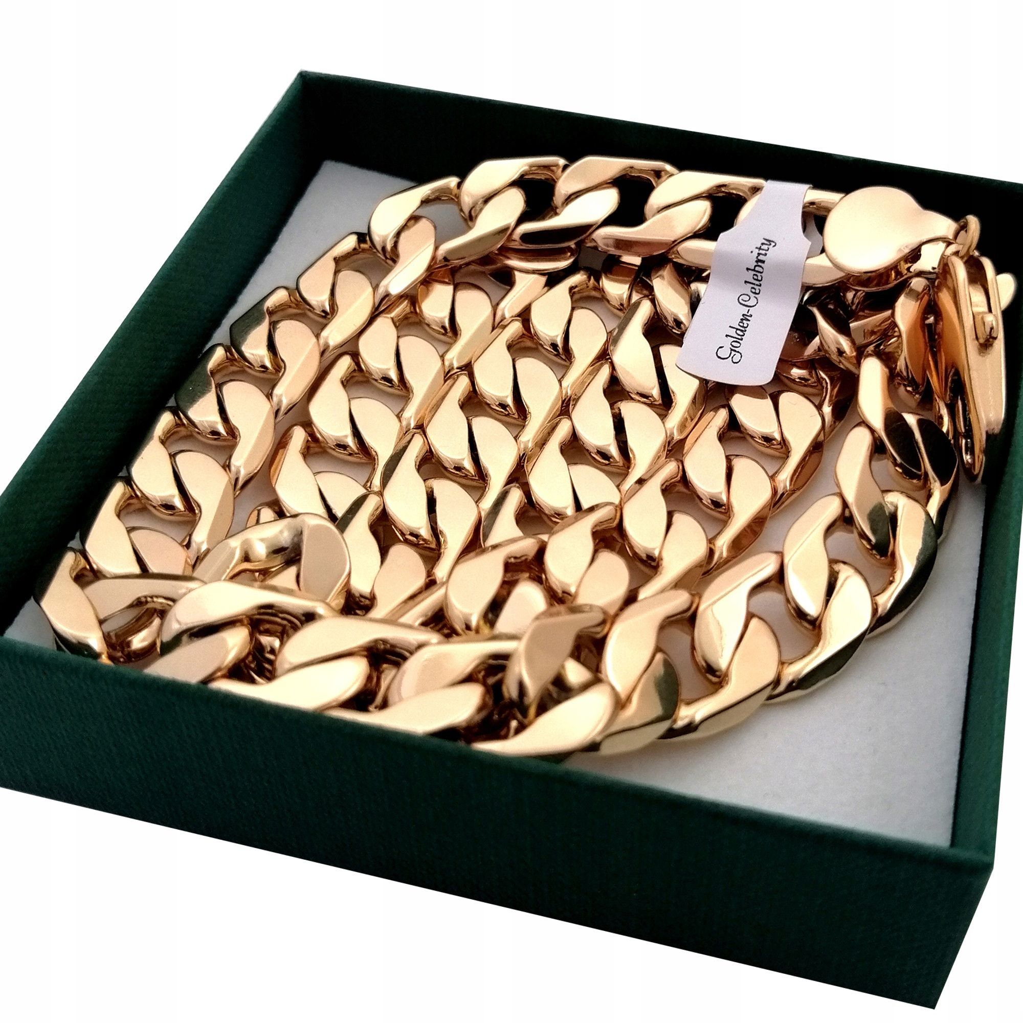 Złoty Gruby Łańcuszek Męski 18k Prezent Dla Niego 60cm/12mm Szeroki Ma