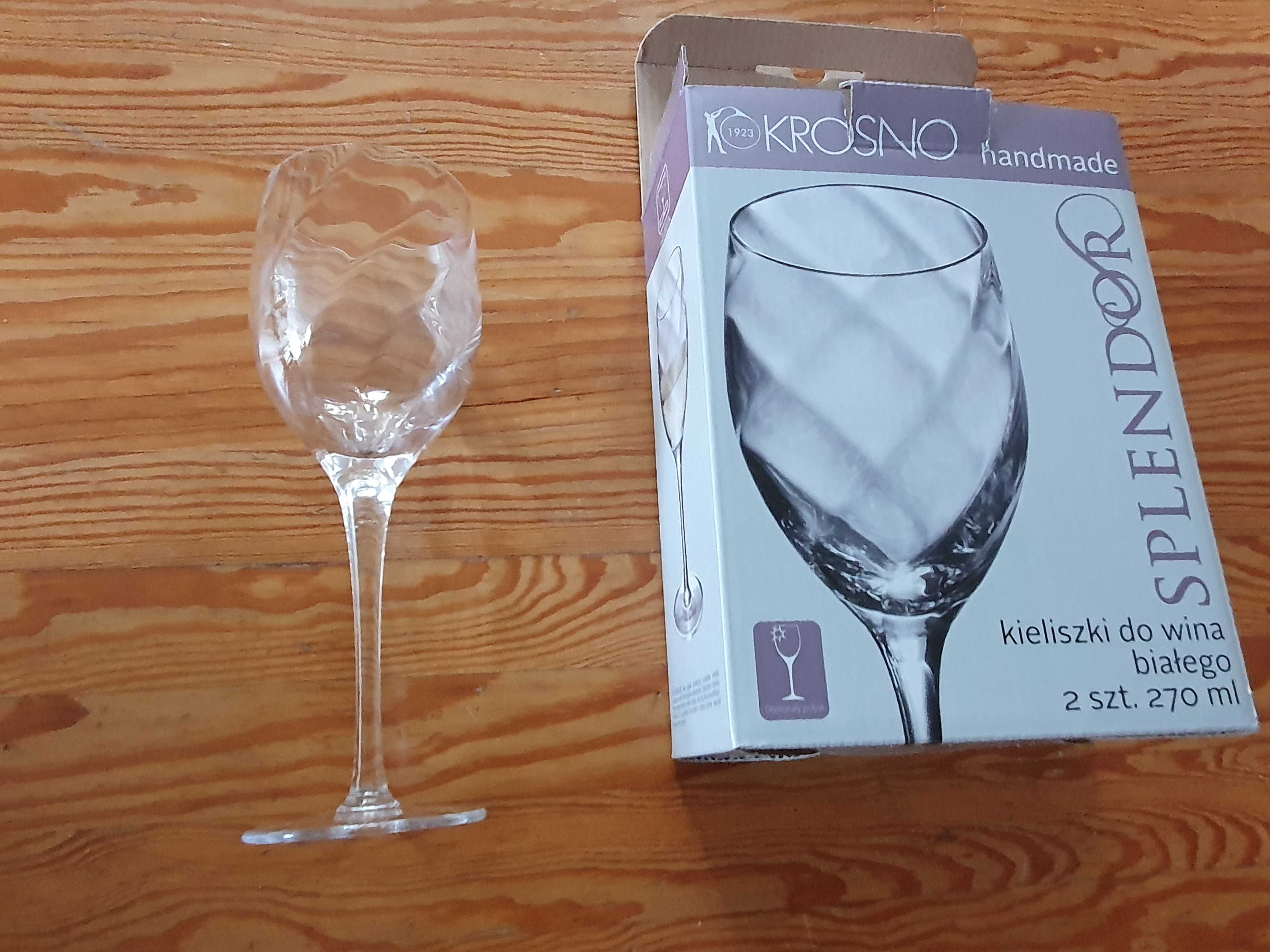 12 kieliszków do białego wina Krosno Splendor handmade, nowe