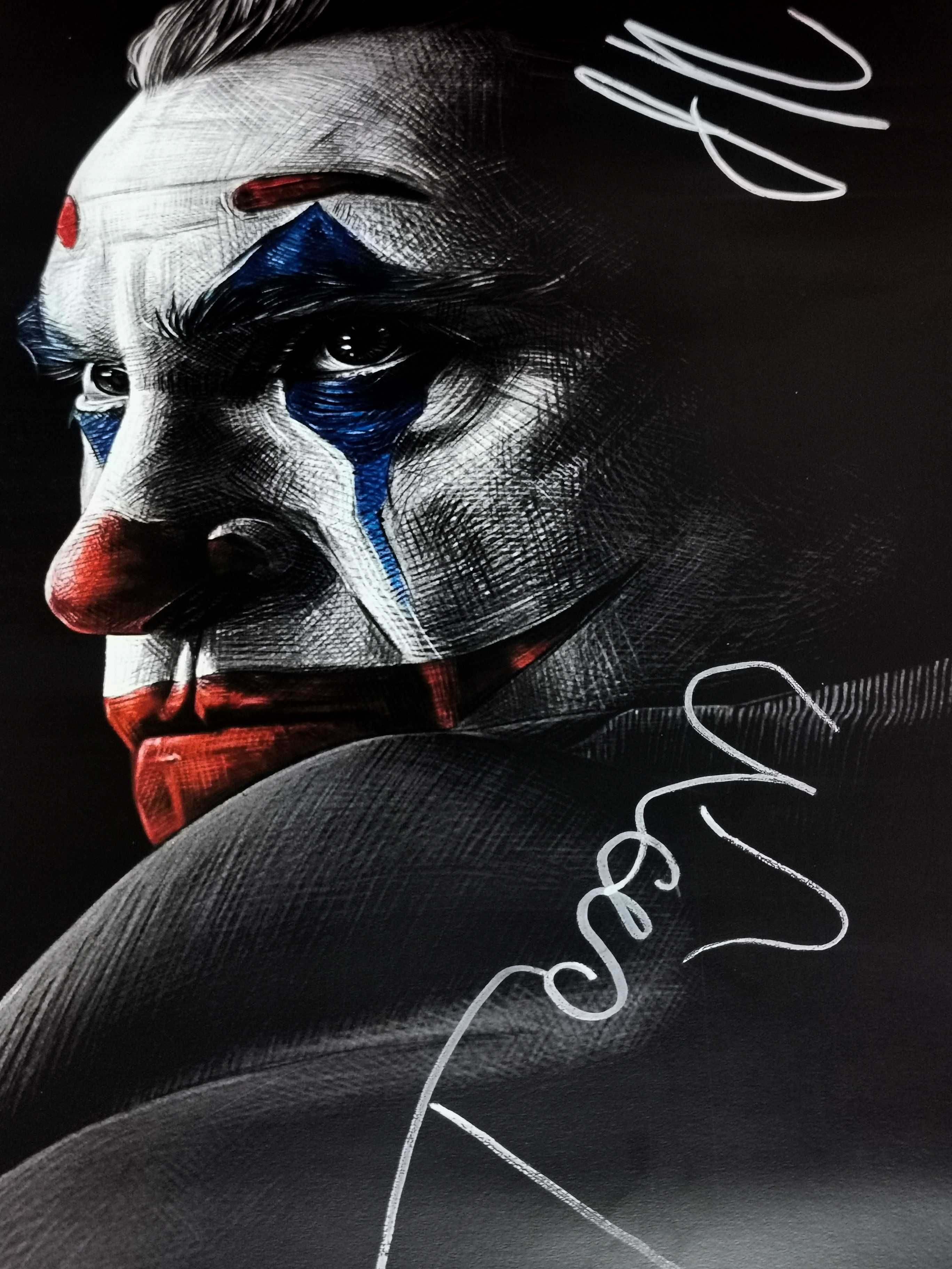 Плакат "Джокер" с автографом Хоакина Феникса и Тодда Филлипса