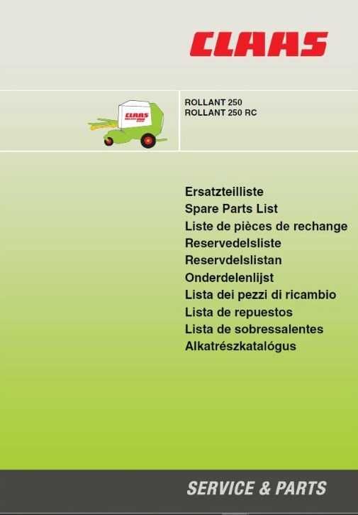 Katalog części Claas Rollant 250