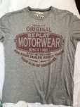 Replay, motorwear,M, t-shirt, koszulka, szara z nadrukiem