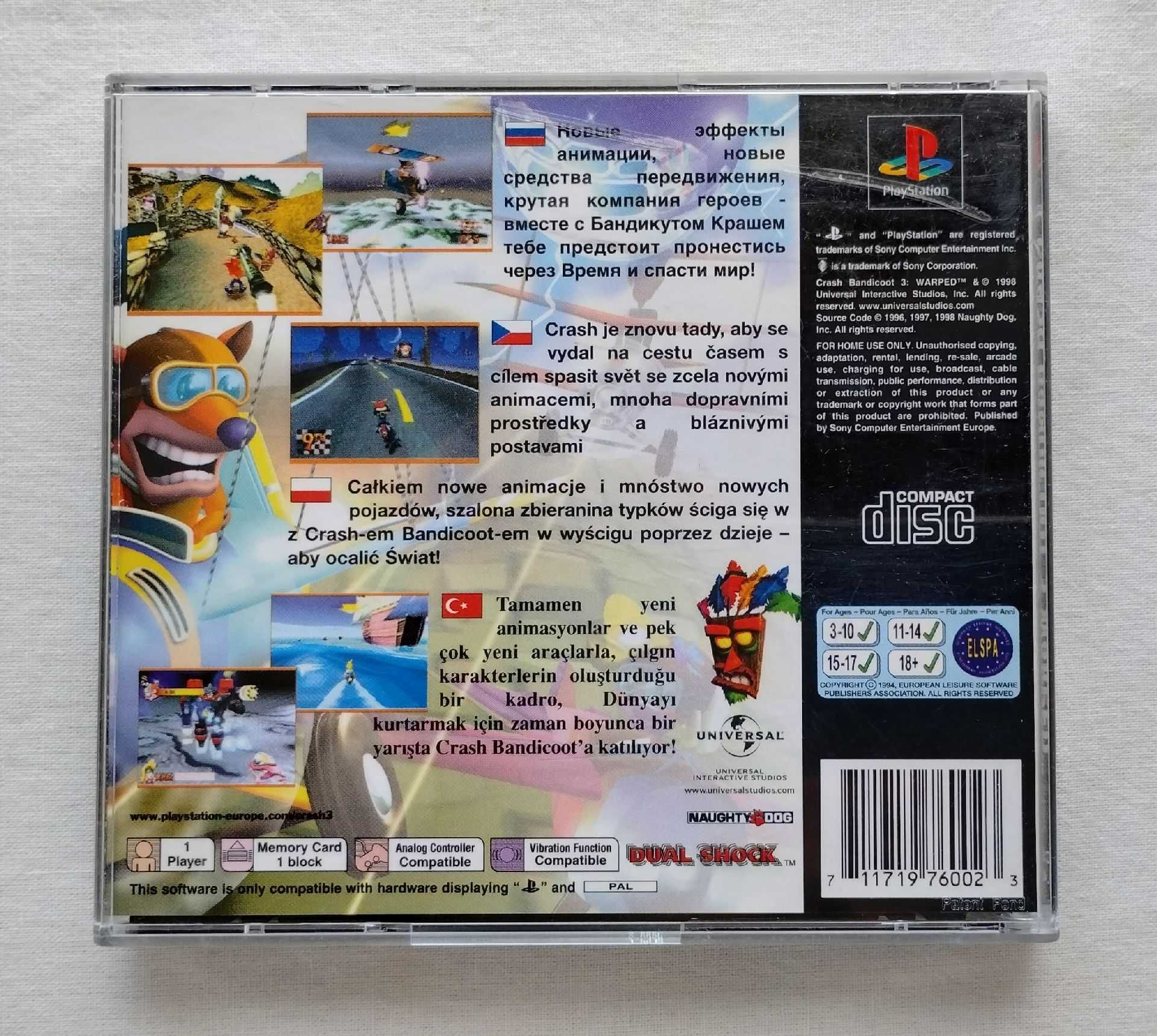 Crash Bandicoot 3 oryginalne pudełko + Rushdown