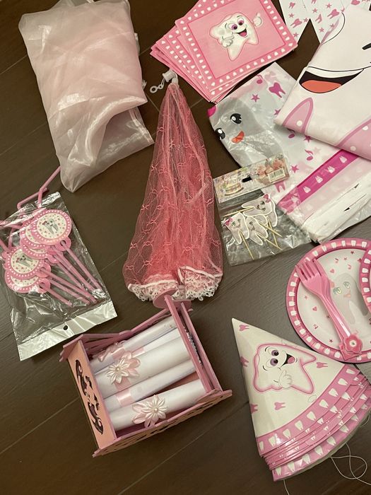 Декор для праздника первый зуб ,одноразовая посуда