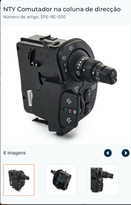 Comutador na coluna de direcção