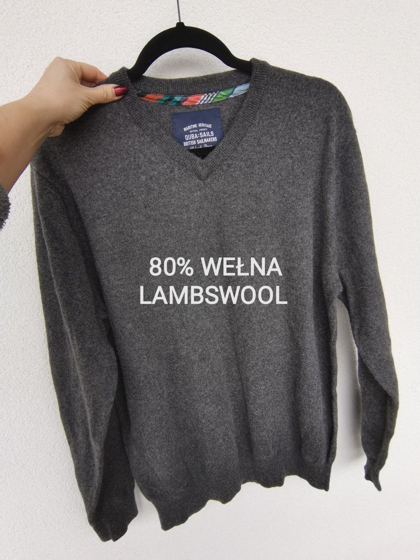 Wełniany sweter wełna XL