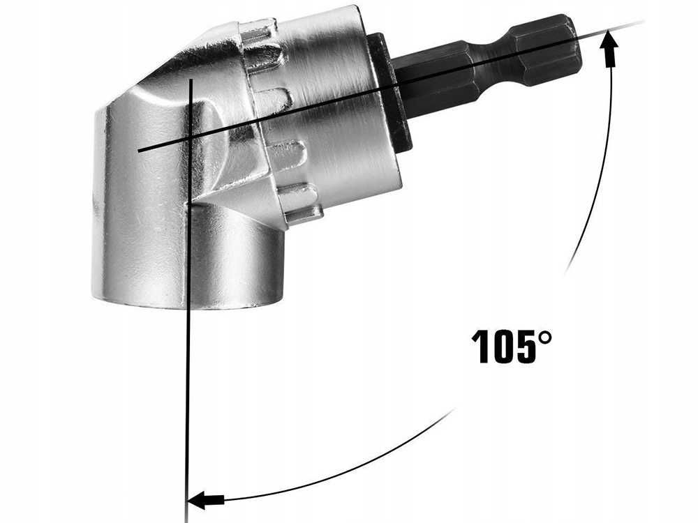 Adapter KĄTOWY BITÓW NASADEK Przekładnia do WKRĘTARKI 105° Uchwyt HEX