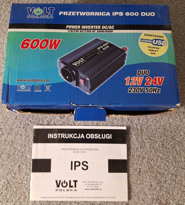 Przetwornica napięcia 12V 24V na 230V 600W zasilanie awaryjne UPS USB