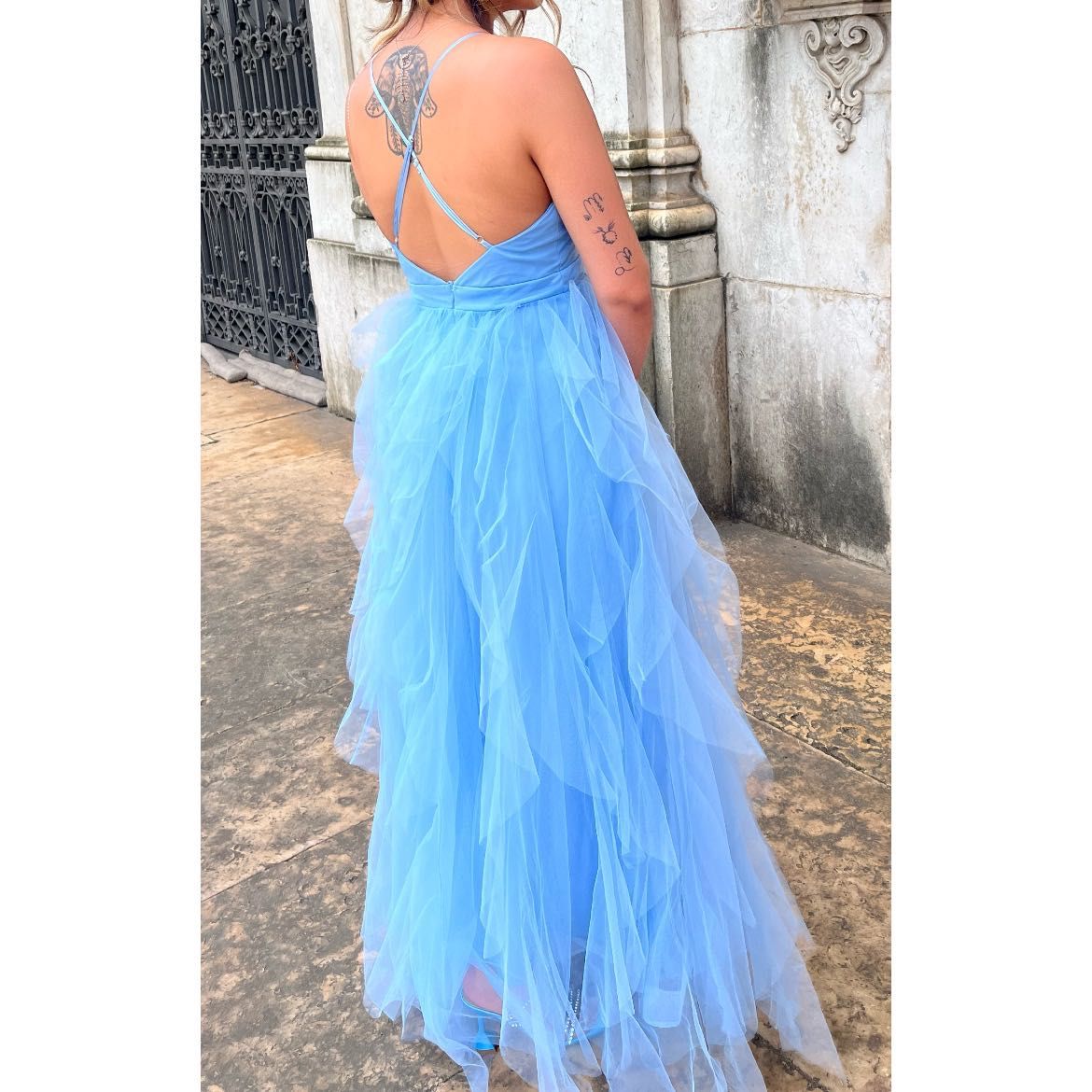 Vestido de cerimónia azul bebé