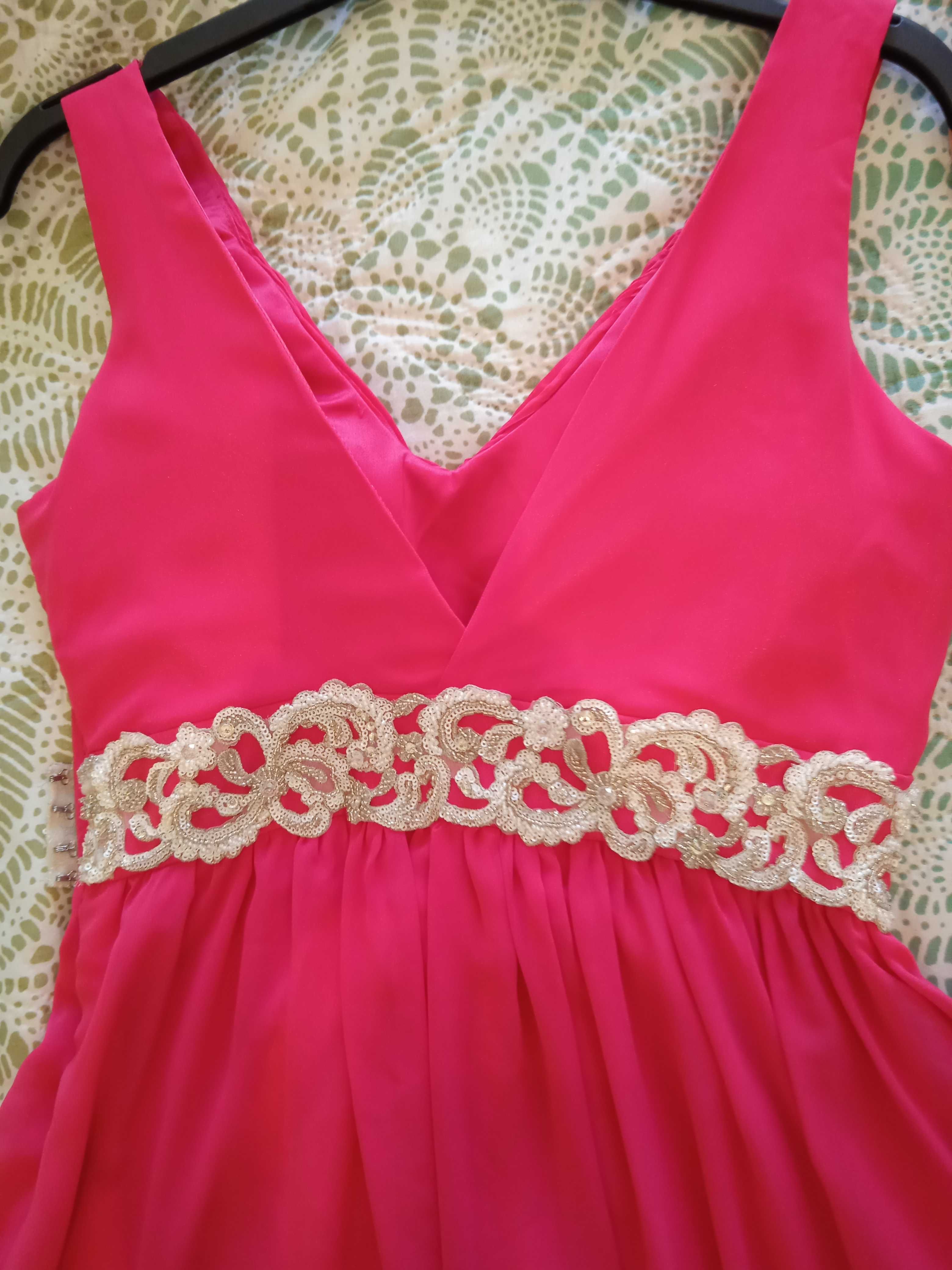 Vestido comprido cerimônia, rosa fúcsia, tamanho S