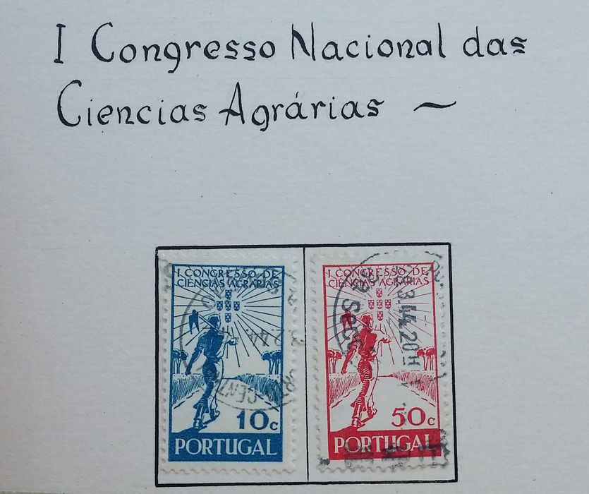 Filatelia selos Portugal ano 1943 - Caravela e Ciências agrárias
