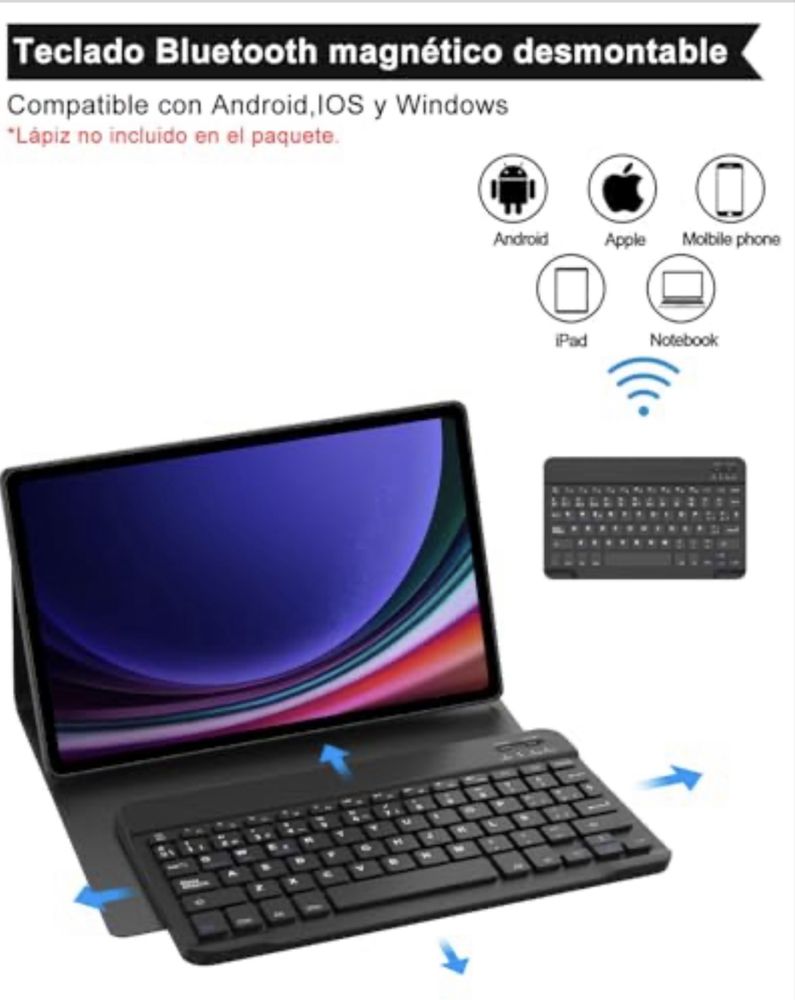 Capa com Teclado SENGBIRCH p/ Samsung Galaxy Tab S9 11” – Preto