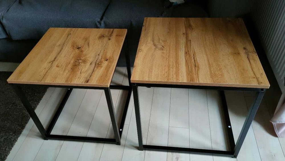 Nowe Stoliki Kawowe Zestaw 2szt. Rozkładany Ława Stół Kwadratowy Dąb