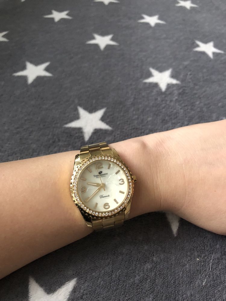 Zegarek damski zloty Timemaster z cyrkoniami na bransolecie
