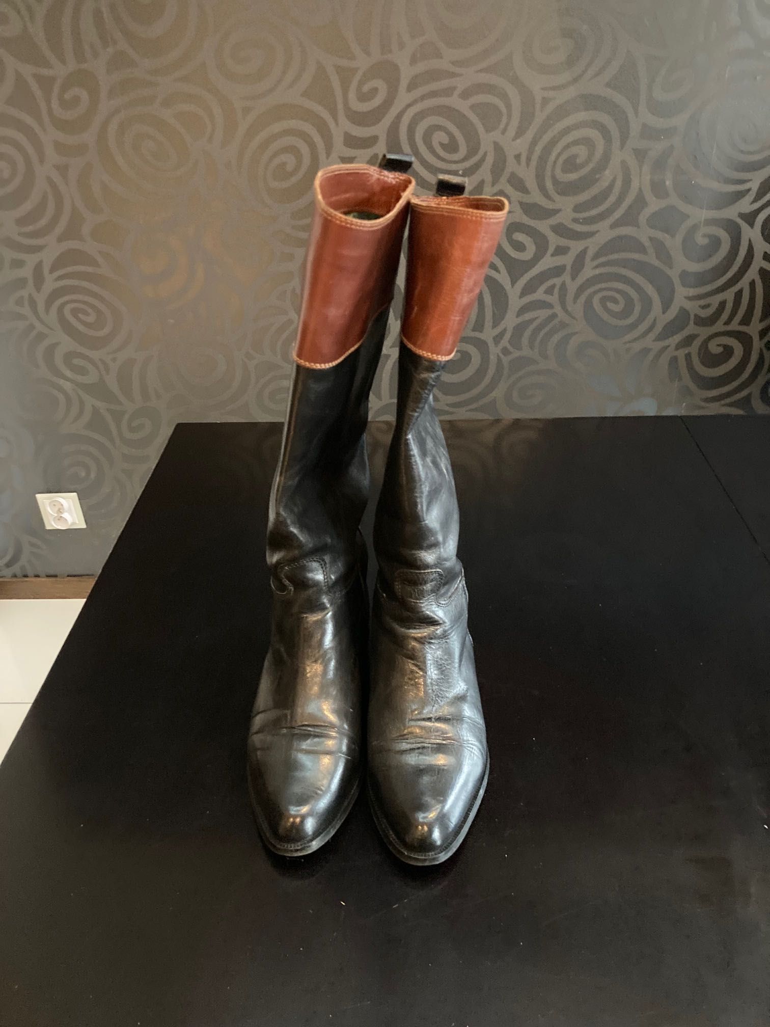 Buty kozaki czarno-brązowe Andiamo (Made in Italy)