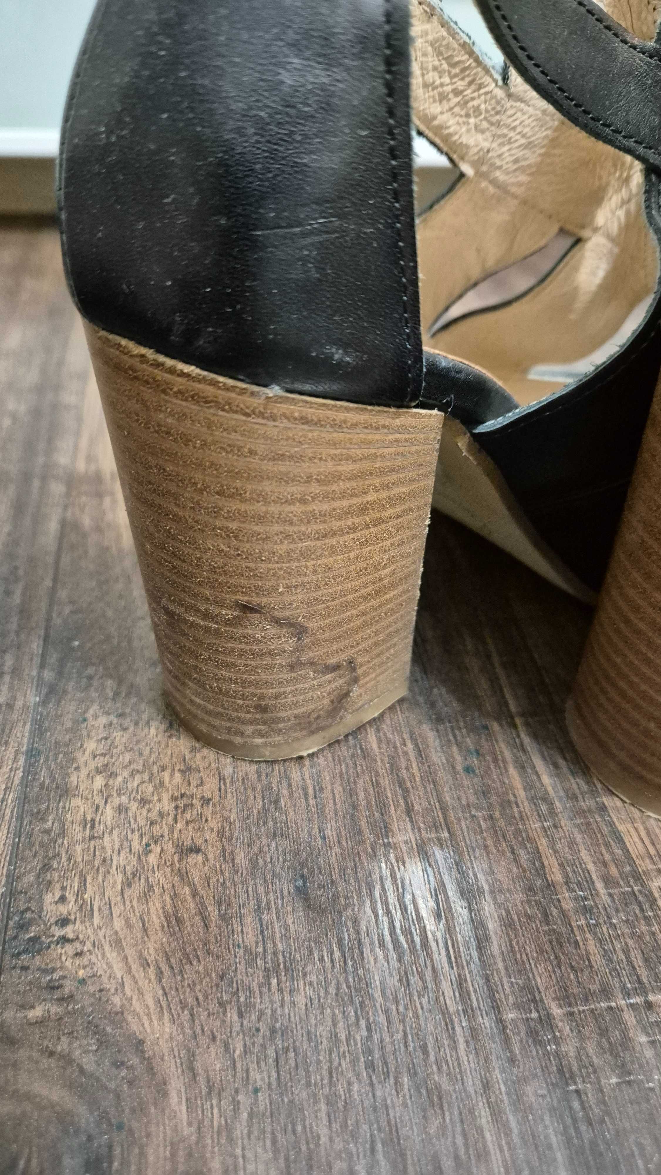 036 D buty sandały na słupku jonak skóra naturalna czarne rozm 38