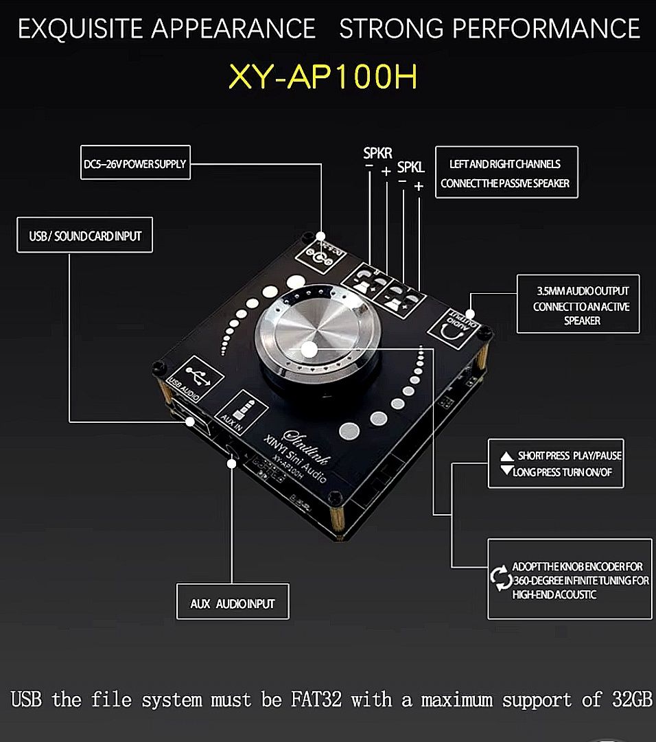 Miniwieża z bluetooth, usb, aux. 2x100w.