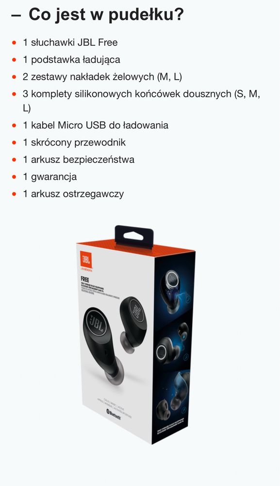Nowe słuchawki JBL FREE bluetooth