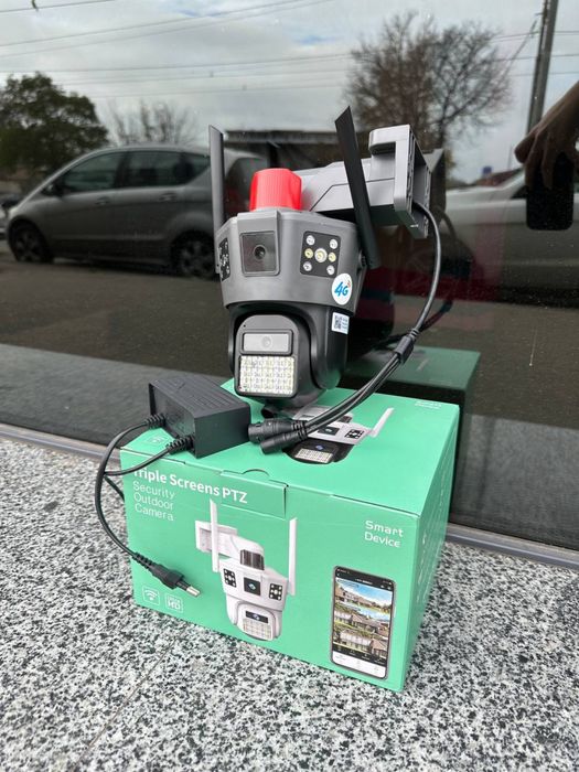Камера працююча без інтернету 4G сім поворотна подвійна вулична v380