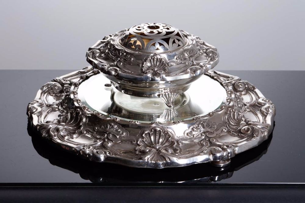 Centro-Floreira com plauteau em prata portuguesa