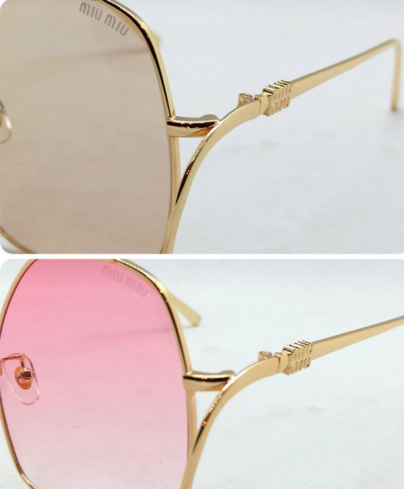 Miu Miu очки женские модные брендовые градиент в золотом металле