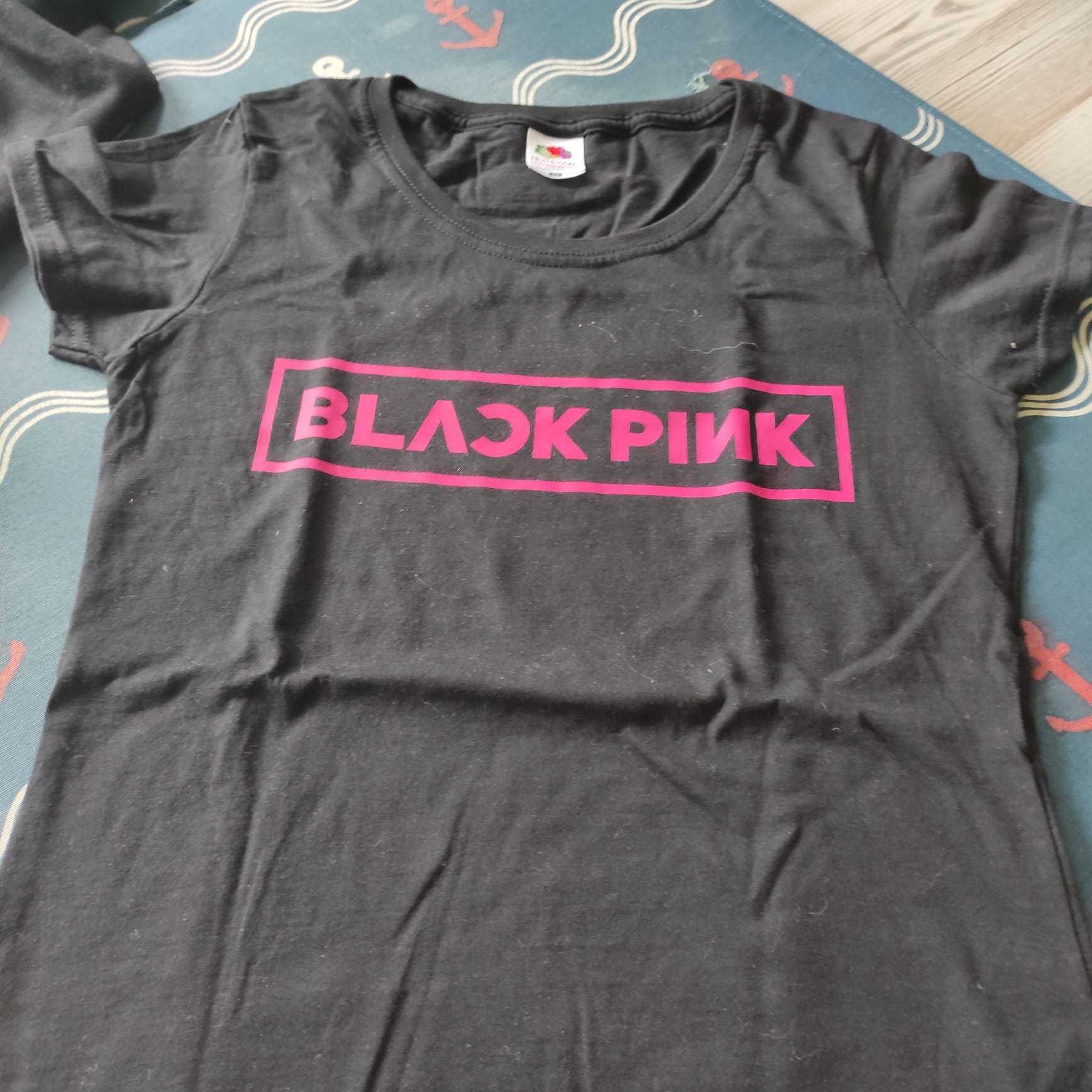 Koszulka T shirt black Pink