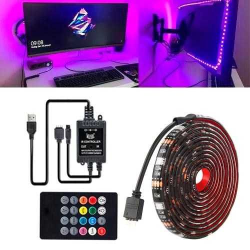 LED RGB 2м лента подсветки ТВ с пультом д/у, USB, датчиком звука