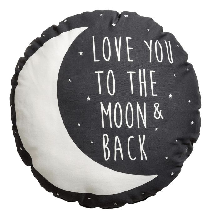 H&M Home dziecko poduszka dziecięca księżyc gwiazdki szara
