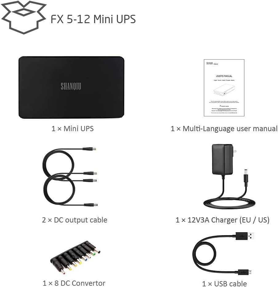 Мини ИБП SHANQIU для Wi-Fi роутера 37 Wh 10000 мАч, 5 V, 9V, 12V