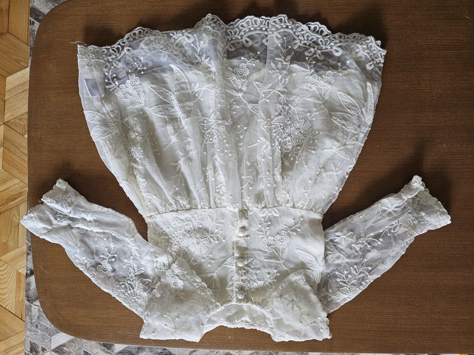 Sukienka sukieneczka chrzciny z kołnierzem biała haft wyjściowa rozm.