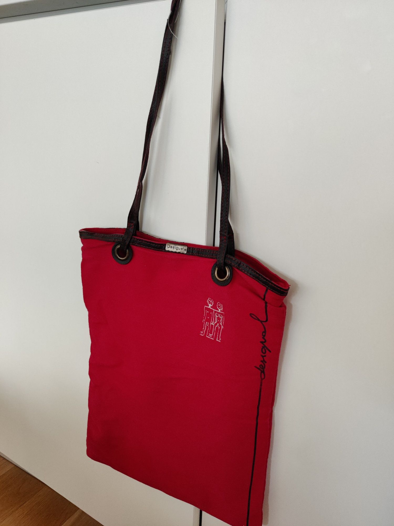 Saco vermelho, mala, de algodão, Desigual