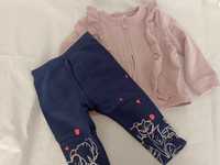 Komplet niemowlęcy dziewczęcy ubranie bluza plus ocieplane spodnie 74