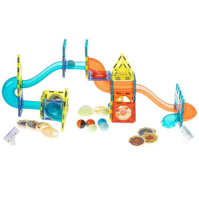 Klocki Magnetyczne Marble Tor Kulkowy Świecący 75 Elementów