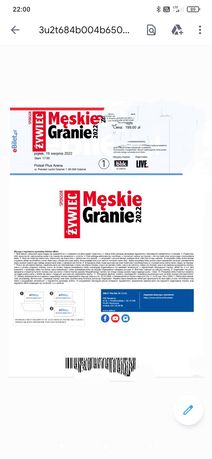 Sprzedam jeden bilet na koncert Męskie Granie w Gdańsku