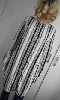 Koszula 36 S długa tunika sukienka paski zwiewna długi rękaw