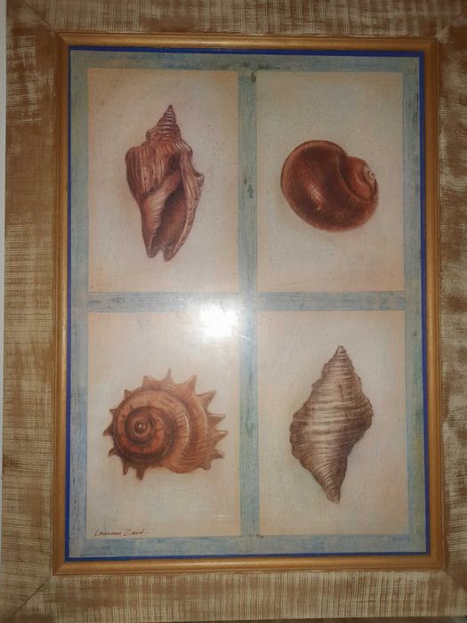 Quadro com moldura e vidro frutos mar