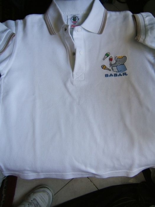 Polo Branco de manga Curta Algodão Babar 2/3 anos