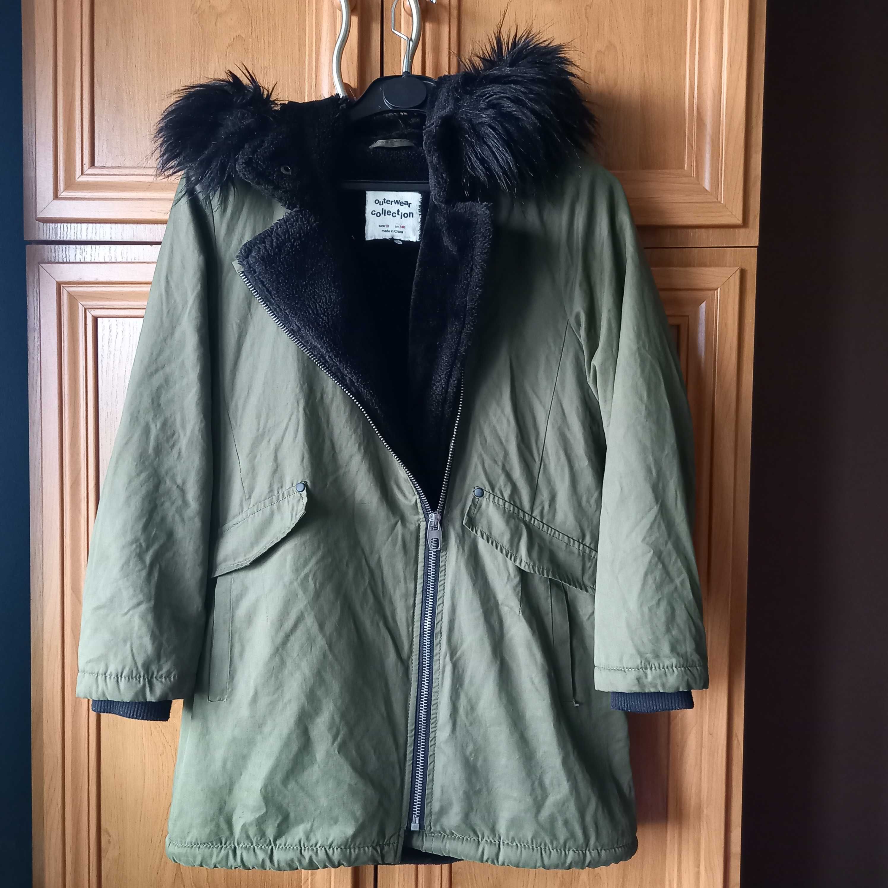 kurtka parka khaki zara 140 zimowa