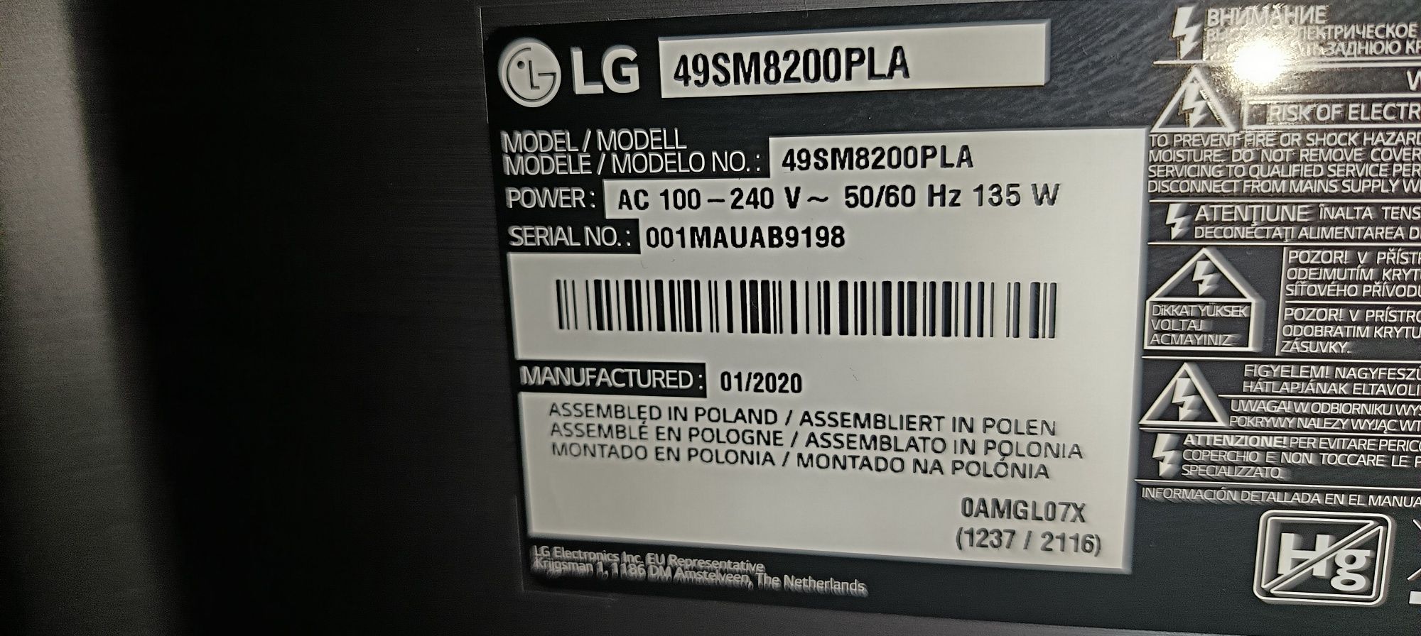 TV LG 49SM8200PLA (avariada) 124,5 Cm (49") 4K Ultra Hd Smart Tv Wi-Fi