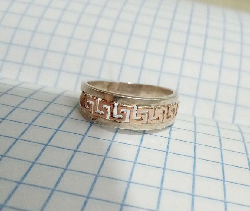 Кольцо колечко срібло 925 проба + золоті накладки 375 проба