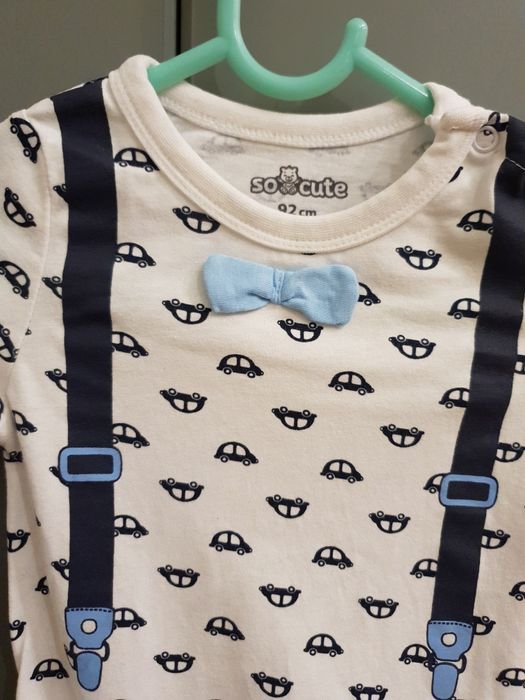 Body 92 szelki niemowlęce eleganckie z muszką chrzest urodziny długi