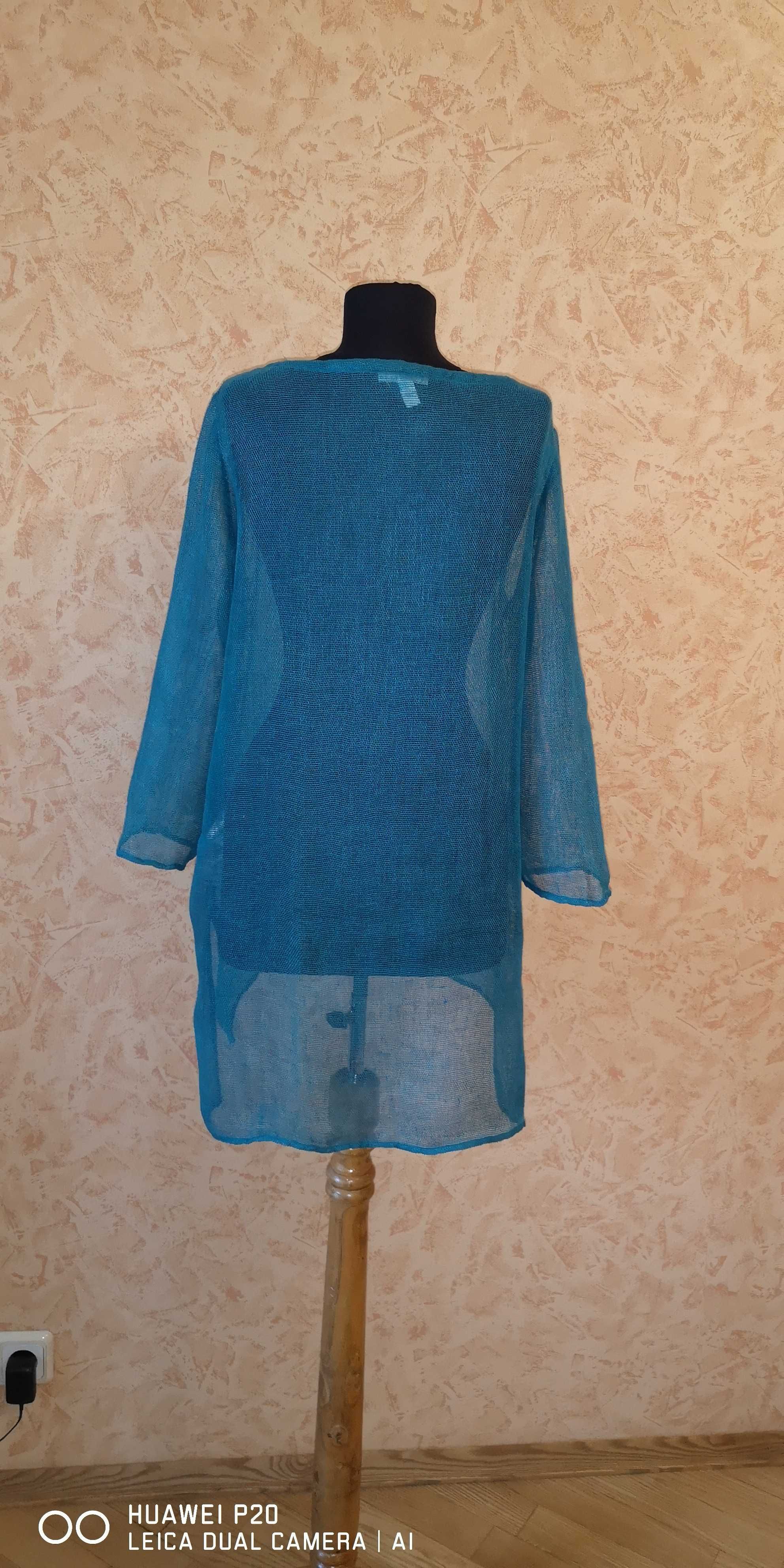 Eileen Fisher лляна блуза бірюзовий колір розмір XS/TP