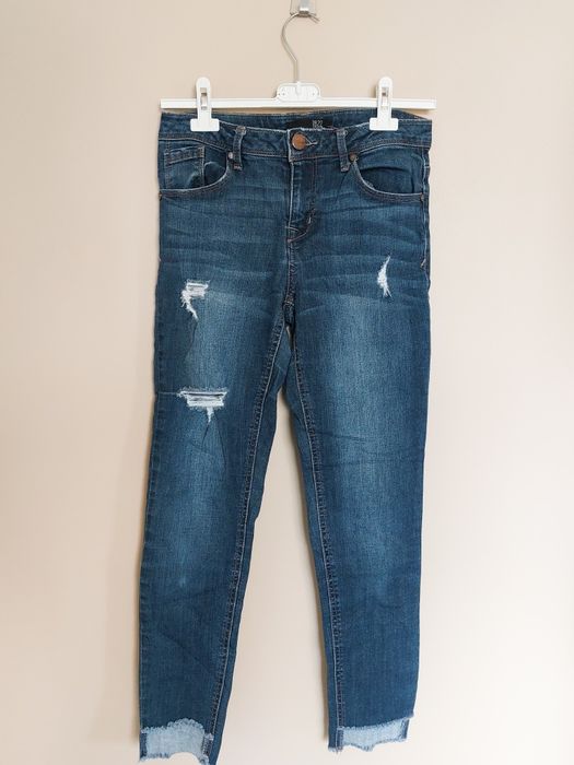 Jeansy z przetarciami dziurami spodnie skinny rurki