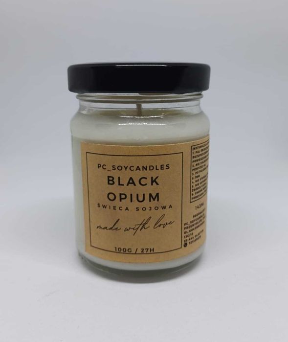 Świeca Sojowa Zapachowa Black Opium 143ml 27h Świeczka w Słoiku