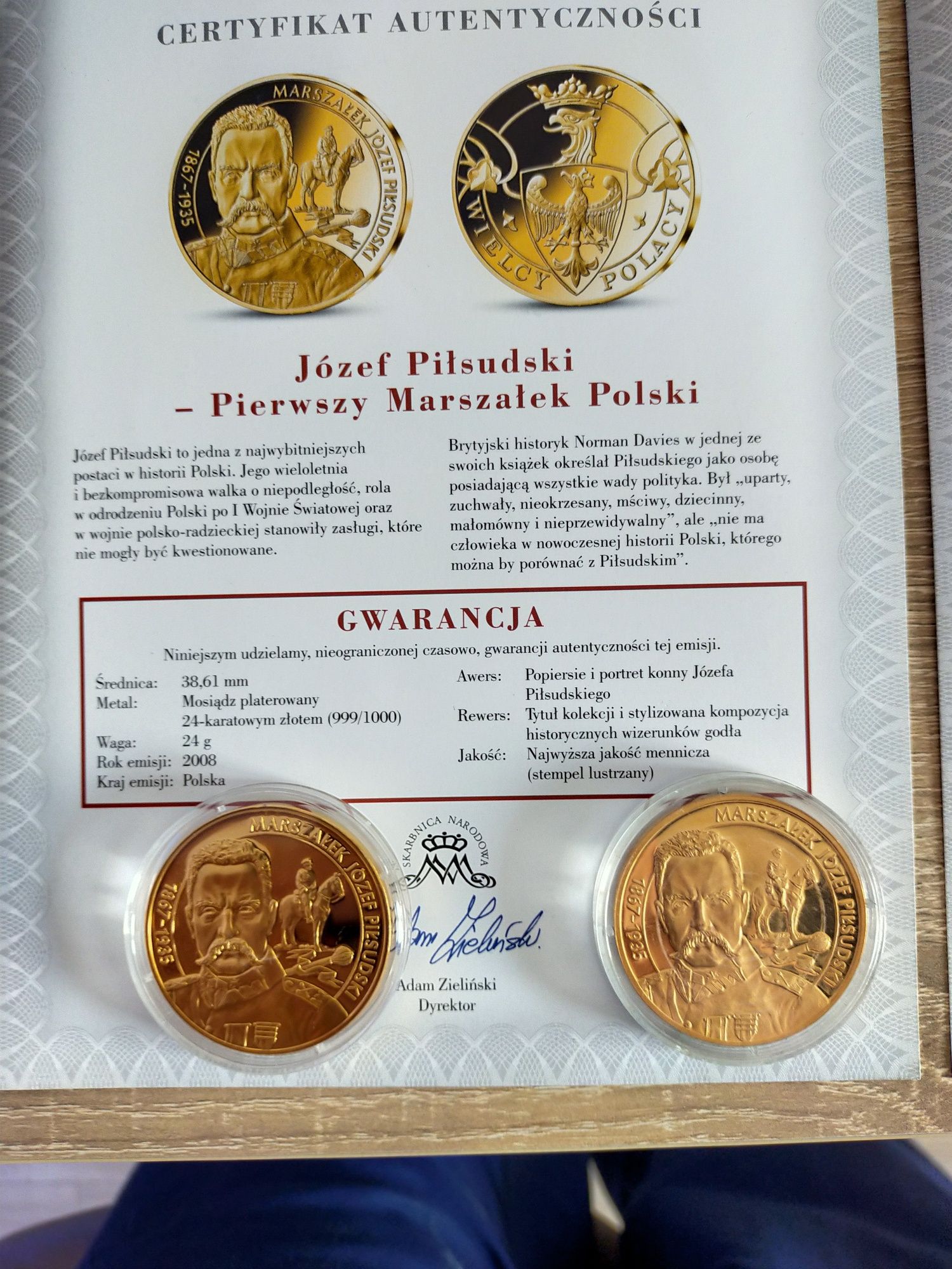 Medale Wielcy Polacy 2X Piłsudski z ceryfikatem