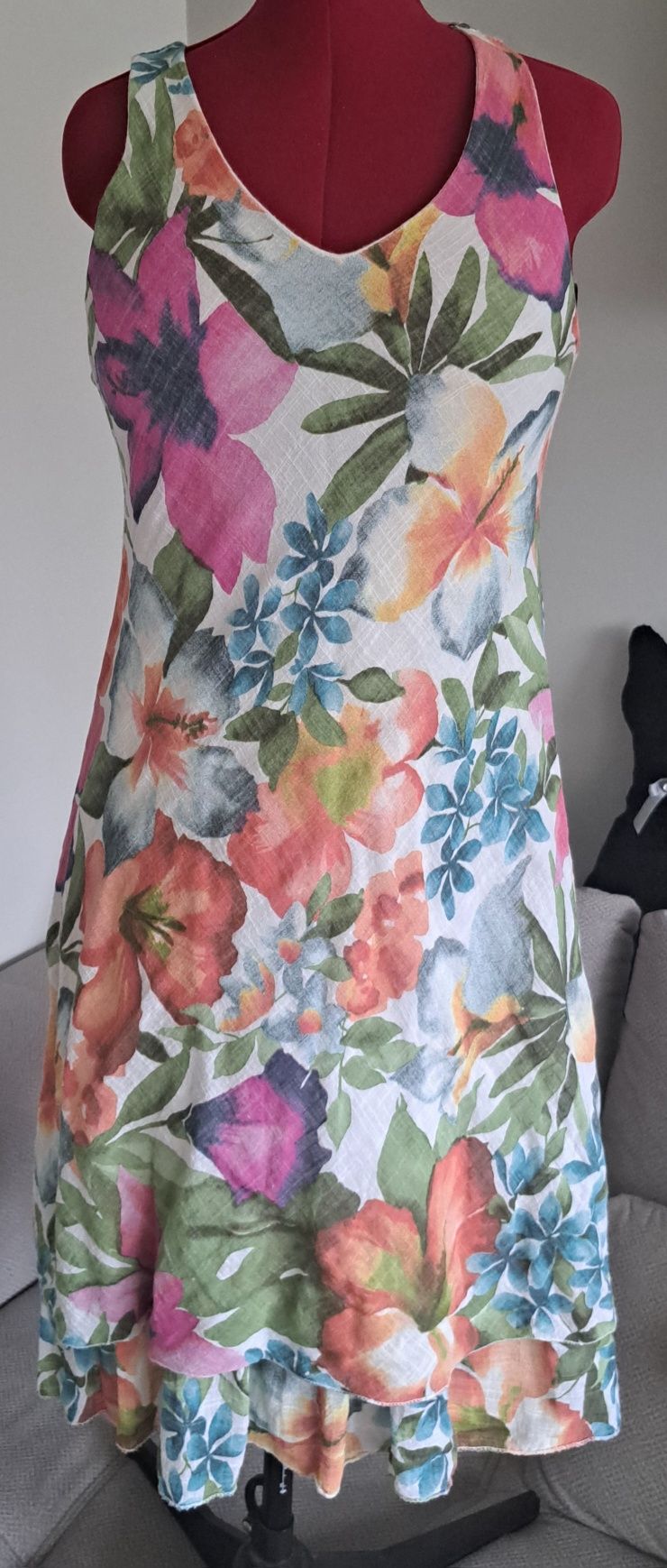 Bawełniana sukienka w kwiaty rozmiar XL