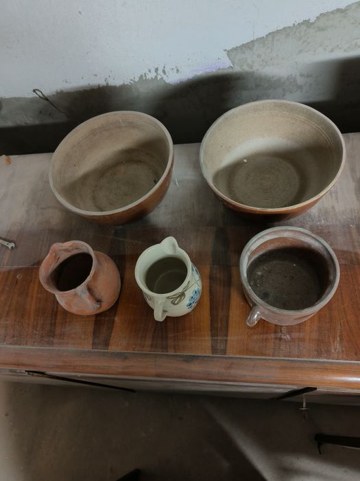 Stare naczynia kamienne 3szt kamionki na doniczki miski Bochnia PRL