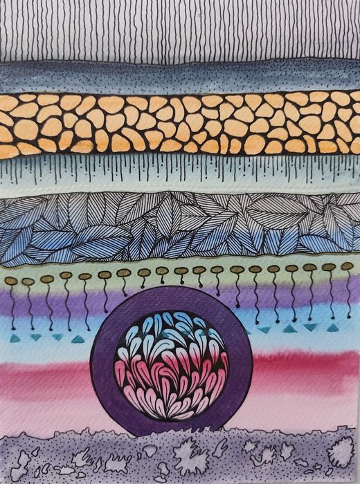 Akwarela Akwarelka Obraz Abstrakcja pt: Podziemny Krąg